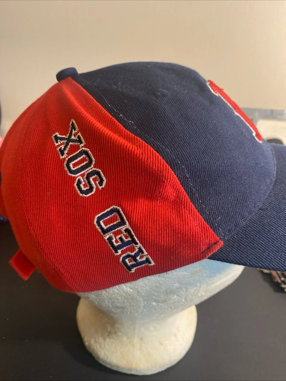 Boston Red Sox Strapback Adjustable Hat (Navy and Red) MLB